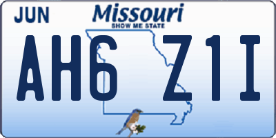 MO license plate AH6Z1I