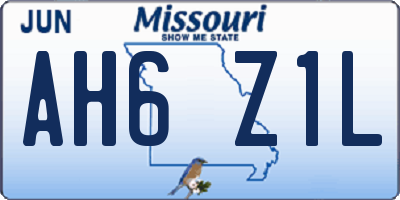 MO license plate AH6Z1L