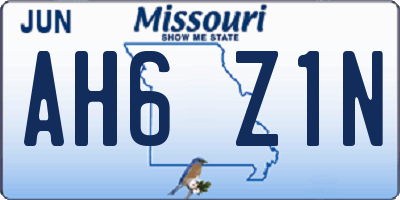 MO license plate AH6Z1N