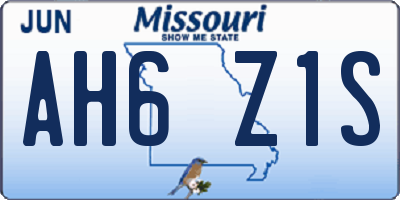 MO license plate AH6Z1S