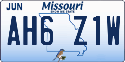 MO license plate AH6Z1W