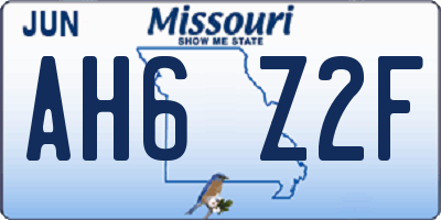 MO license plate AH6Z2F