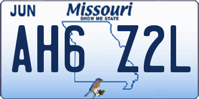 MO license plate AH6Z2L
