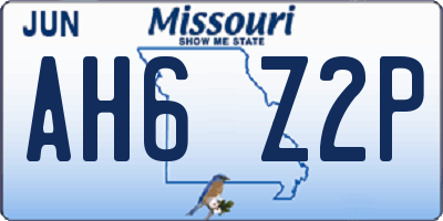 MO license plate AH6Z2P