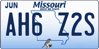 MO license plate AH6Z2S