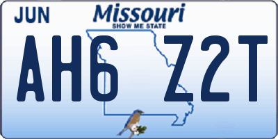 MO license plate AH6Z2T