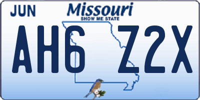 MO license plate AH6Z2X