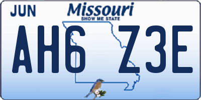 MO license plate AH6Z3E