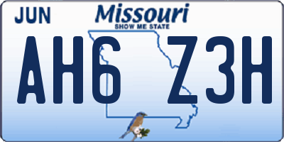 MO license plate AH6Z3H