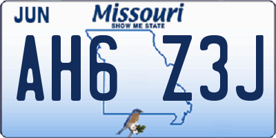 MO license plate AH6Z3J