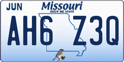 MO license plate AH6Z3Q