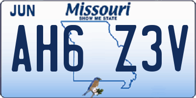 MO license plate AH6Z3V