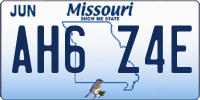 MO license plate AH6Z4E
