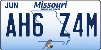 MO license plate AH6Z4M