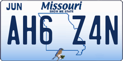 MO license plate AH6Z4N