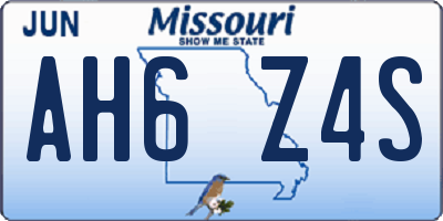 MO license plate AH6Z4S