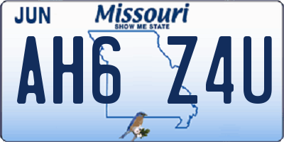 MO license plate AH6Z4U