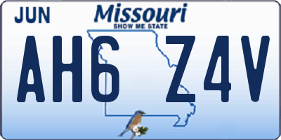MO license plate AH6Z4V