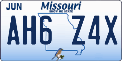MO license plate AH6Z4X