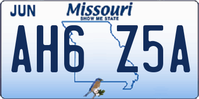 MO license plate AH6Z5A