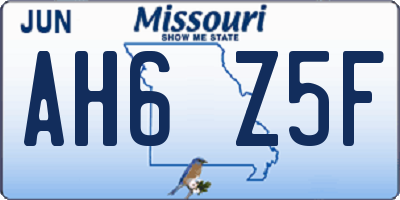 MO license plate AH6Z5F