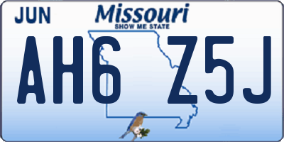 MO license plate AH6Z5J