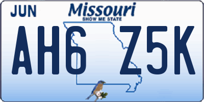MO license plate AH6Z5K
