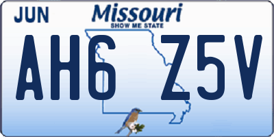 MO license plate AH6Z5V