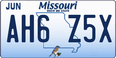 MO license plate AH6Z5X