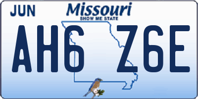 MO license plate AH6Z6E