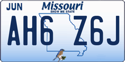 MO license plate AH6Z6J