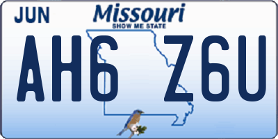 MO license plate AH6Z6U