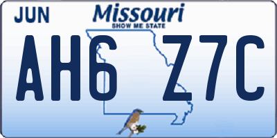MO license plate AH6Z7C