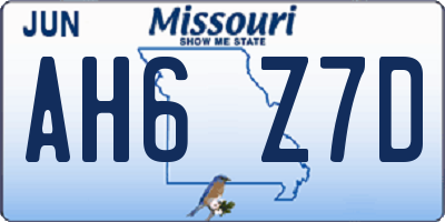MO license plate AH6Z7D