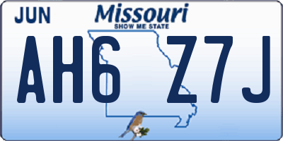 MO license plate AH6Z7J