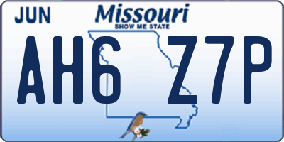 MO license plate AH6Z7P