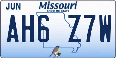 MO license plate AH6Z7W