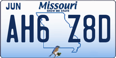 MO license plate AH6Z8D