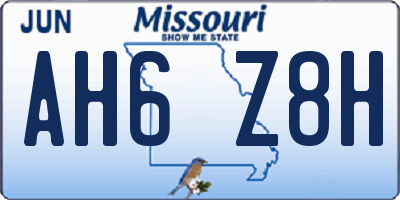 MO license plate AH6Z8H