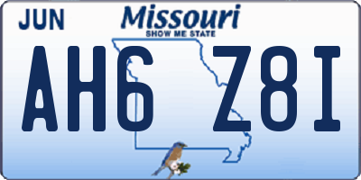 MO license plate AH6Z8I