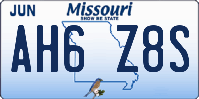 MO license plate AH6Z8S