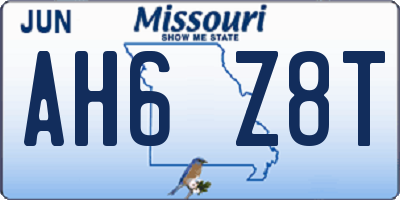 MO license plate AH6Z8T