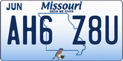 MO license plate AH6Z8U