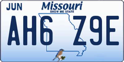 MO license plate AH6Z9E
