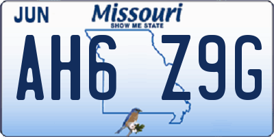 MO license plate AH6Z9G