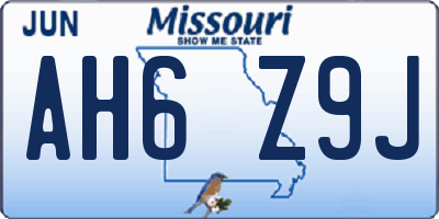 MO license plate AH6Z9J