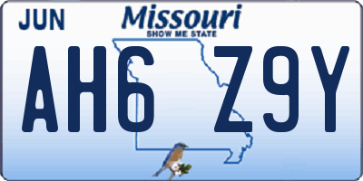 MO license plate AH6Z9Y