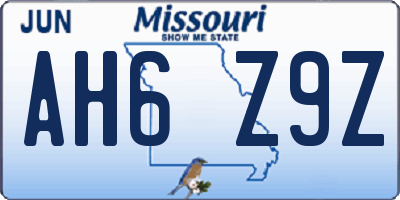 MO license plate AH6Z9Z