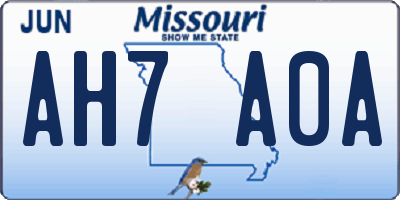 MO license plate AH7A0A