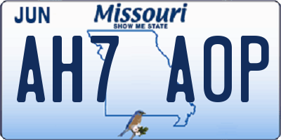 MO license plate AH7A0P